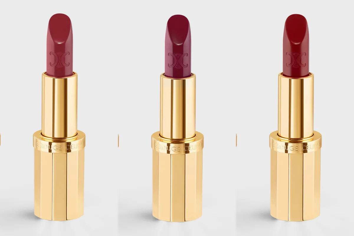 Le Rouge Celine จาก CELINE BEAUTÉ สี Rose Athenais, Zou Zou, Rouge Danae (จากซ้ายไปขวา)
