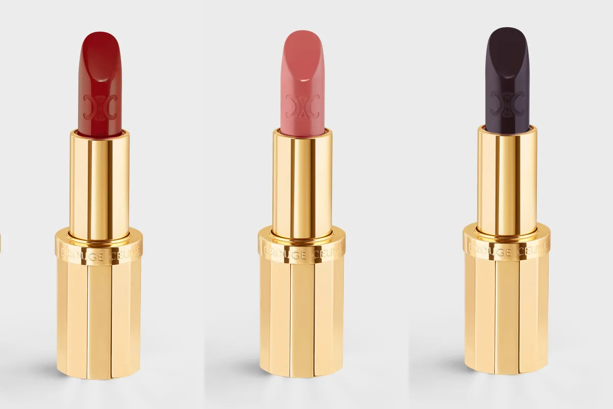 Le Rouge Celine จาก CELINE BEAUTÉ สี Rouge Triomphe, Rose Celeste, Nightclubbing (จากซ้ายไปขวา)